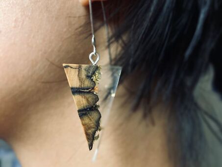 olive wood resin earrings